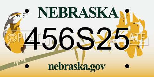 456S25 Nebraska License Plate