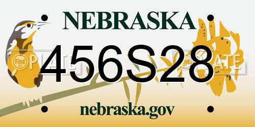 456S28 Nebraska License Plate