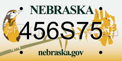 456S75 Nebraska License Plate