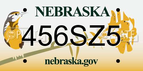 456SZ5 Nebraska License Plate