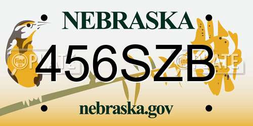 456SZB Nebraska License Plate