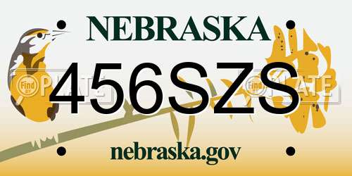 456SZS Nebraska License Plate