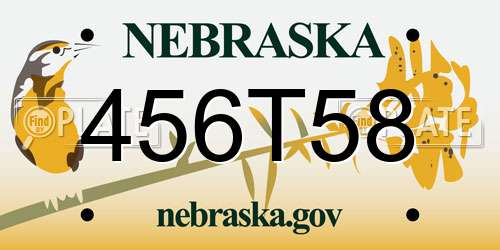 456T58 Nebraska License Plate