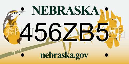 456ZB5 Nebraska License Plate
