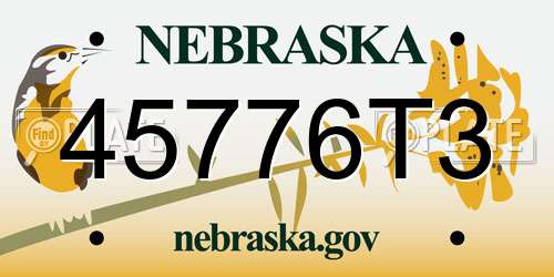 45776T3 Nebraska License Plate