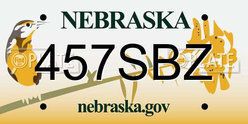 457SBZ Nebraska License Plate