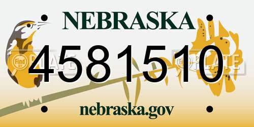 4581510 Nebraska License Plate