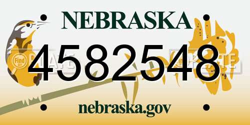 4582548 Nebraska License Plate