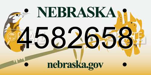 4582658 Nebraska License Plate