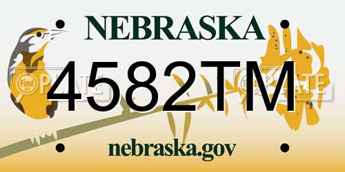 4582TM Nebraska License Plate