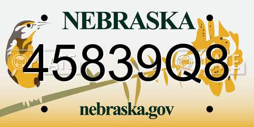 45839Q8 Nebraska License Plate