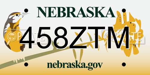 458ZTM Nebraska License Plate