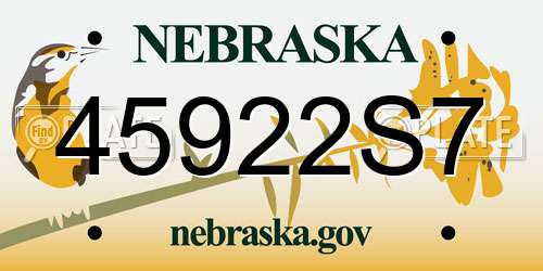 45922S7 Nebraska License Plate