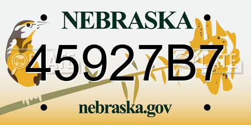 45927B7 Nebraska License Plate