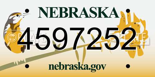 4597252 Nebraska License Plate
