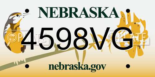4598VG Nebraska License Plate