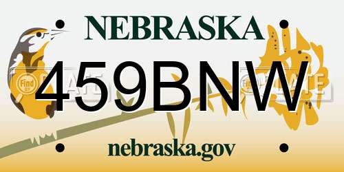 459BNW Nebraska License Plate