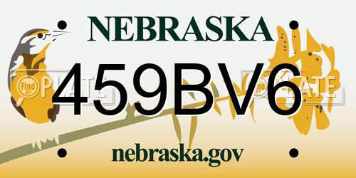 459BV6 Nebraska License Plate