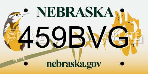 459BVG Nebraska License Plate