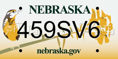 459SV6 Nebraska License Plate