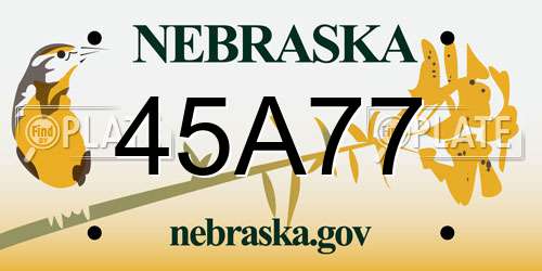 45A77 Nebraska License Plate
