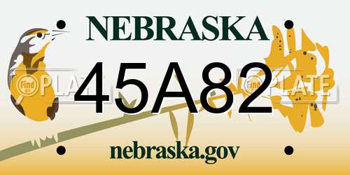 45A82 Nebraska License Plate