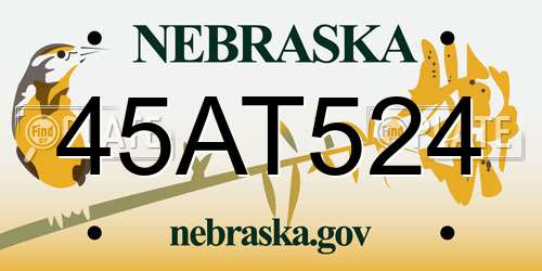 45AT524 Nebraska License Plate
