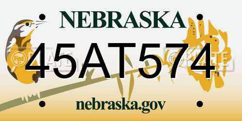 45AT574 Nebraska License Plate