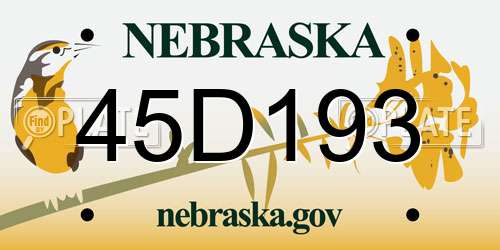 45D193 Nebraska License Plate