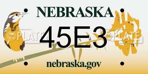45E3 Nebraska License Plate