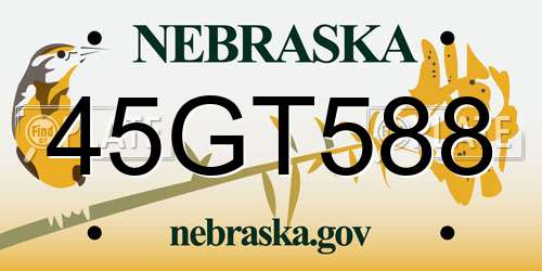 45GT588 Nebraska License Plate