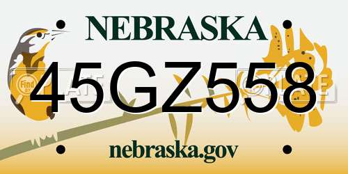 45GZ558 Nebraska License Plate