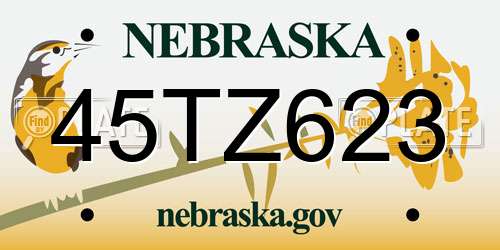 45TZ623 Nebraska License Plate