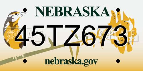 45TZ673 Nebraska License Plate