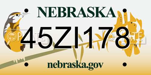 45ZI178 Nebraska License Plate