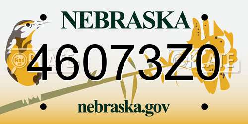46073Z0 Nebraska License Plate