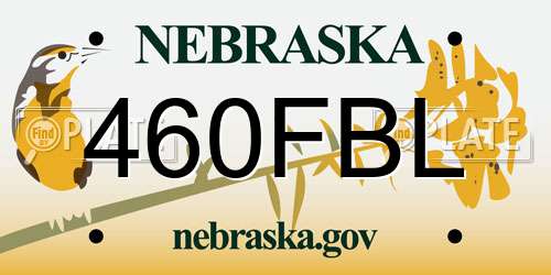 460FBL Nebraska License Plate