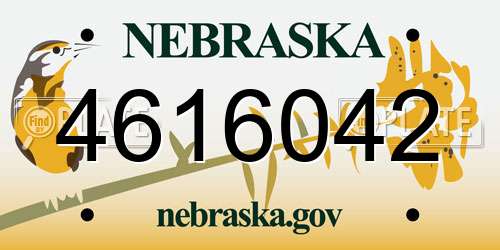 4616042 Nebraska License Plate