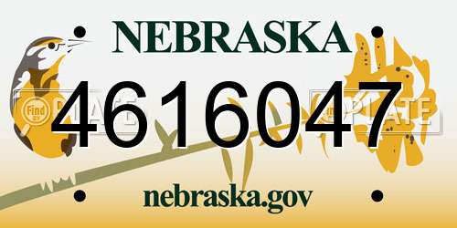 4616047 Nebraska License Plate