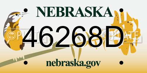 46268D Nebraska License Plate