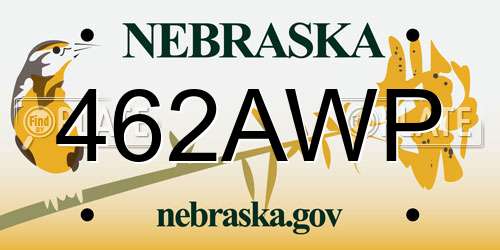 462AWP Nebraska License Plate