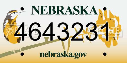 4643231 Nebraska License Plate