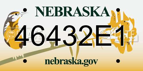 46432E1 Nebraska License Plate