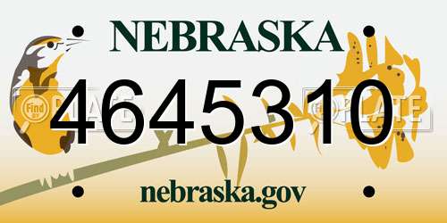 4645310 Nebraska License Plate