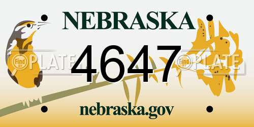4647 Nebraska License Plate