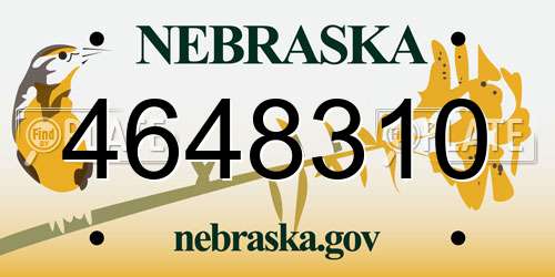 4648310 Nebraska License Plate