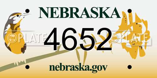4652 Nebraska License Plate
