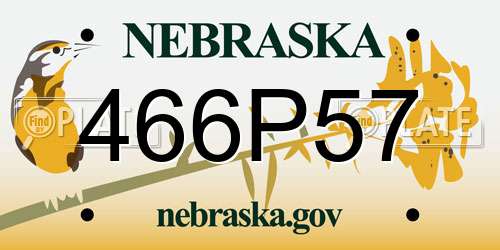 466P57 Nebraska License Plate