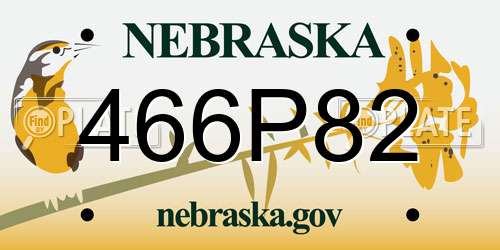 466P82 Nebraska License Plate