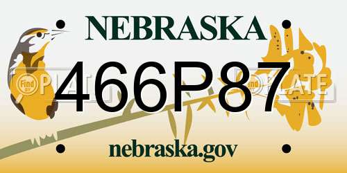 466P87 Nebraska License Plate